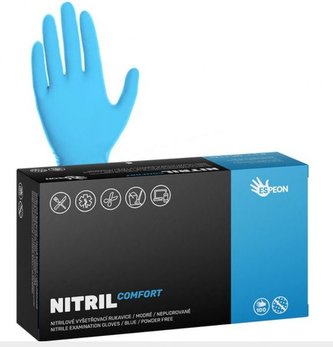 Rukavice jednorázové nitrilové nepudrované COMFORT M, modré