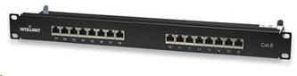 Intellinet Patch Panel, 19", Cat6, 16-Port, FTP, 1U, Black