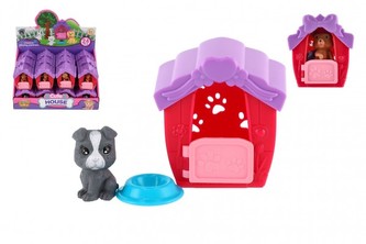 Domeček s mazlíčkem s doplňkem plast 6x7cm 2 druhy - 1 ks