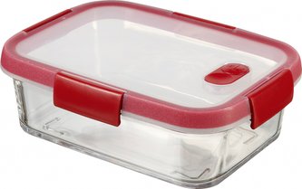 Dóza na potraviny "Smart Cook", červená, 0,9 l, hranatá, skleněná, CURVER