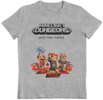 Dětské tričko Minecraft: Dungeons (7-8 let) šedá bavlna
