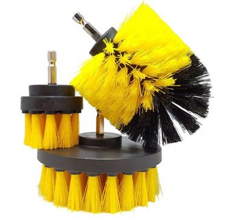 Sada kartáčů s úchytem na vrtačku 3 ks - žluté