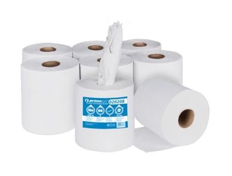 Papírový ručník v roli, 190 mm, středové odv.,1 vrstvé, bílé, recykl, návin 300 m - 6 ks