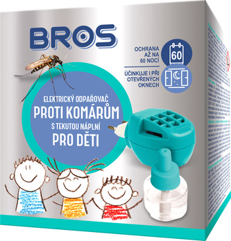 BROS elektrický odpařovač proti komárům s tekutou náplní pro děti 40 ml