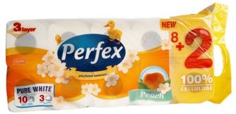 Toaletní papír Perfex Plus, 3 vrstvy 8 + 2 ks s vůní broskve