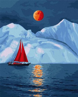 Malowanie po numerach - Czerwony żaglowiec 40x50 Malowanie po numerach - Czerwony żaglowiec 40x50