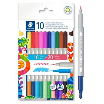 Fixy "3280", 20 různých barev, sada, 1-3 mm, oboustranné, vypratelné, STAEDTLER 3280 C10