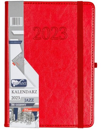 Kalendarz 2023 B6 dzienny Jazz czerwony ELEFANT