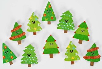 Naklejki drewniane 3cm - Choinki (10szt)