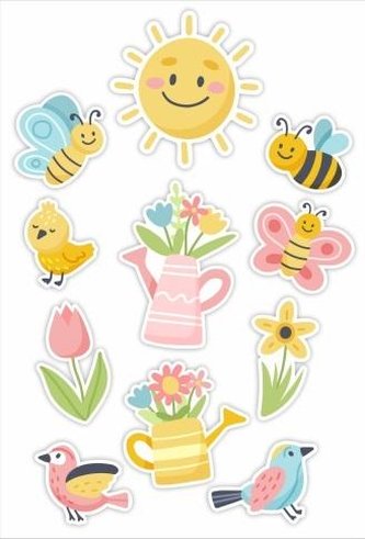 Dekoracje okienne wiosenne 02 dwustronne 11szt Dekoracje okienne wiosenne 02 dwustronne 11szt