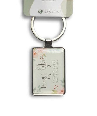 Brelok metalowy srebrny - Niech się twe serce