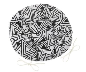 Sedák Adéla prošívaný kulatý - trojúhelníky černé - průměr 40 cm