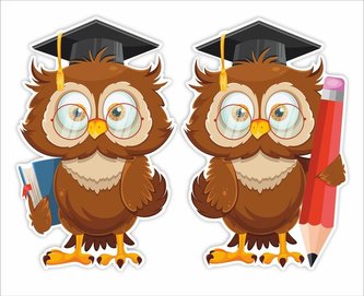 Dekoracje okienne szkoła -Sowy w biretach 2szt Dekoracje okienne szkoła -Sowy w biretach 2szt