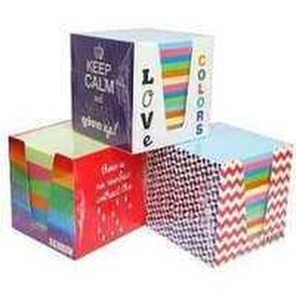 Kostka papierowa fluo/biała 9x9x9 cm w kubiku