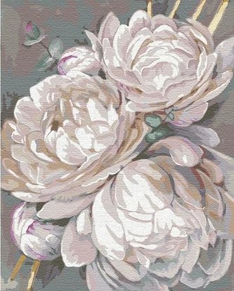 Malowanie po numerach - Śnieżnobiała piwonia 40x50 Malowanie po numerach - Śnieżnobiała piwonia 40x50