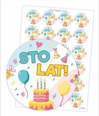 Naklejki urodzinowe - Sto lat! 24szt Naklejki urodzinowe - Sto lat! 24szt