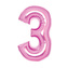 Foliová číslice - růžová 3 - 66 cm