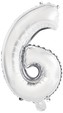 Amscan Balónek foliový narozeniny číslo 6 stříbrný 35 cm