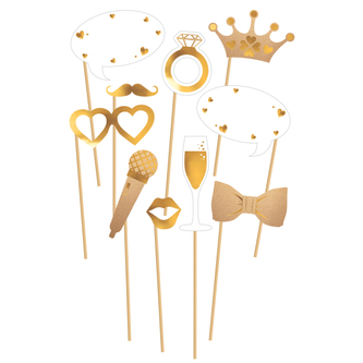 Rekvizity do fotokoutku Gold - zlaté 10 ks Rekvizity do fotokoutku Gold - zlaté 10 ks