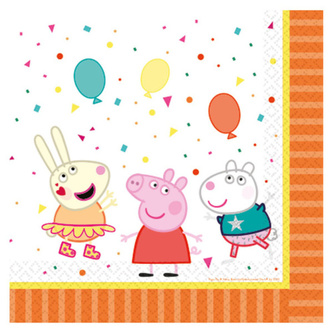 Papírové party ubrousky prasátko Peppa - oranžové 16 ks Papírové party ubrousky prasátko Peppa - oranžové 16 ks