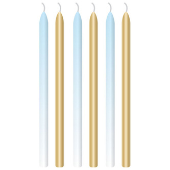 Dortové svíčky Ombre - modré 12 cm - 6 ks