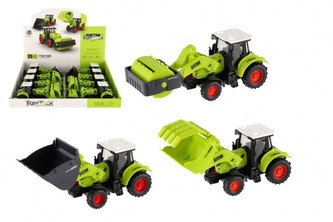 Traktor na setrvačník plast 16cm 3 druhy 8ks v boxu