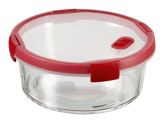 Dóza na potraviny "Smart Cook", červená, 1,2 l, kulatá, skleněná, CURVER