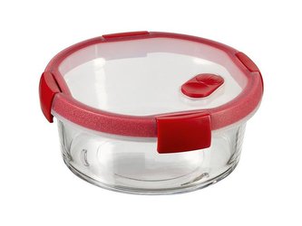 Dóza na potraviny "Smart Cook", červená, 0,6 l, kulatá, skleněná, CURVER