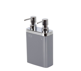 Dávkovač na mýdlo dvojitý šedý 12,5x6x22cm