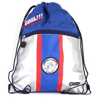 Sportovní vak Goal, modro/stříbrný s motivem fotbalu