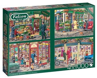 Puzzle 4x1000 Falcon Sklepy na rogu G3
